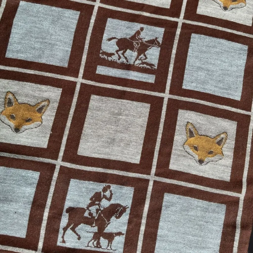 Westrian Cashmere Feel Equestrian Countryside Fox Design Winter Scarf